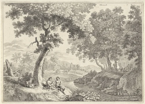 Saterfamilie onder een boom by anonymous, print, 1623-1705
