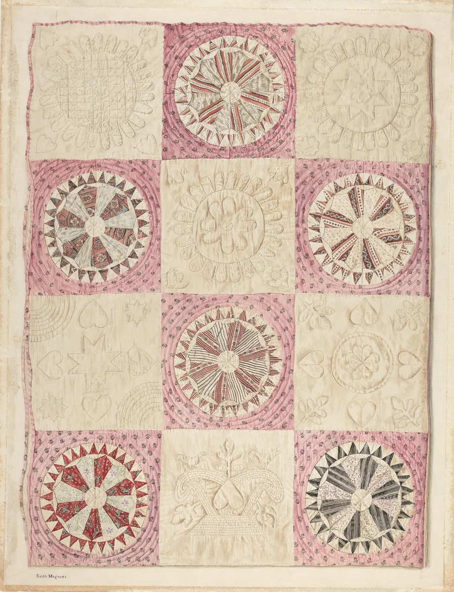 Wheel of Fortune Quilt by Edith Magnette, index of american design, 1940