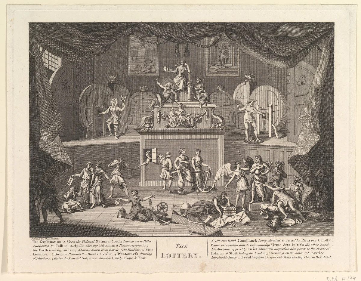 The Lottery by William Hogarth, print, 1724-1750