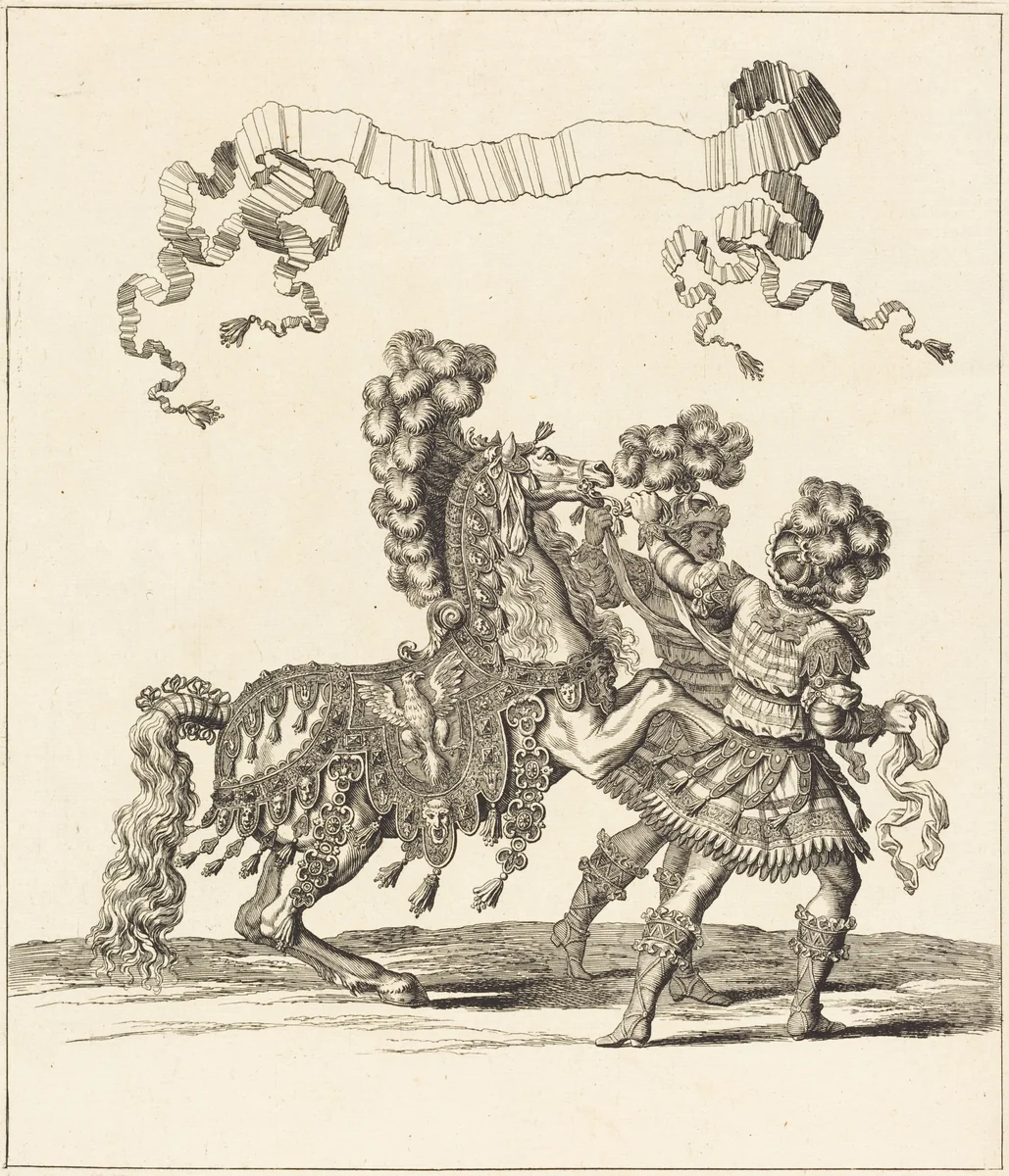 Cheval de Main et Palfreniers Romains by François Chauveau, print, 1613-1676