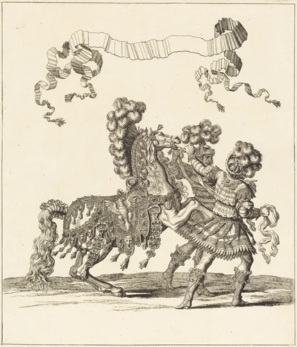 Cheval de Main et Palfreniers Romains by François Chauveau, print, 1613-1676