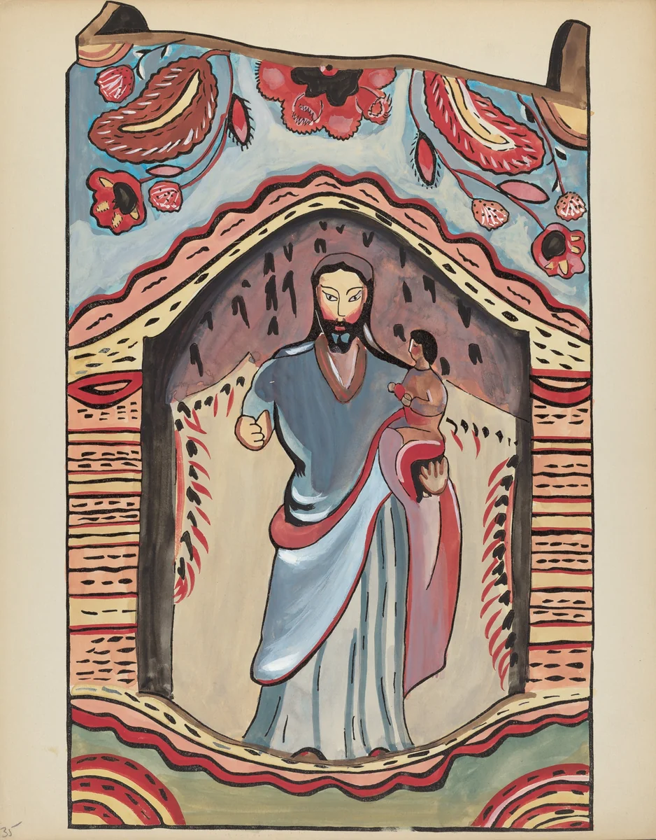 Plate 35: Saint Joseph in Wooden Niche: From Portfolio "Spanish Colonial Designs of New Mexico" by American 20th Century, index of american design, 1935-1942