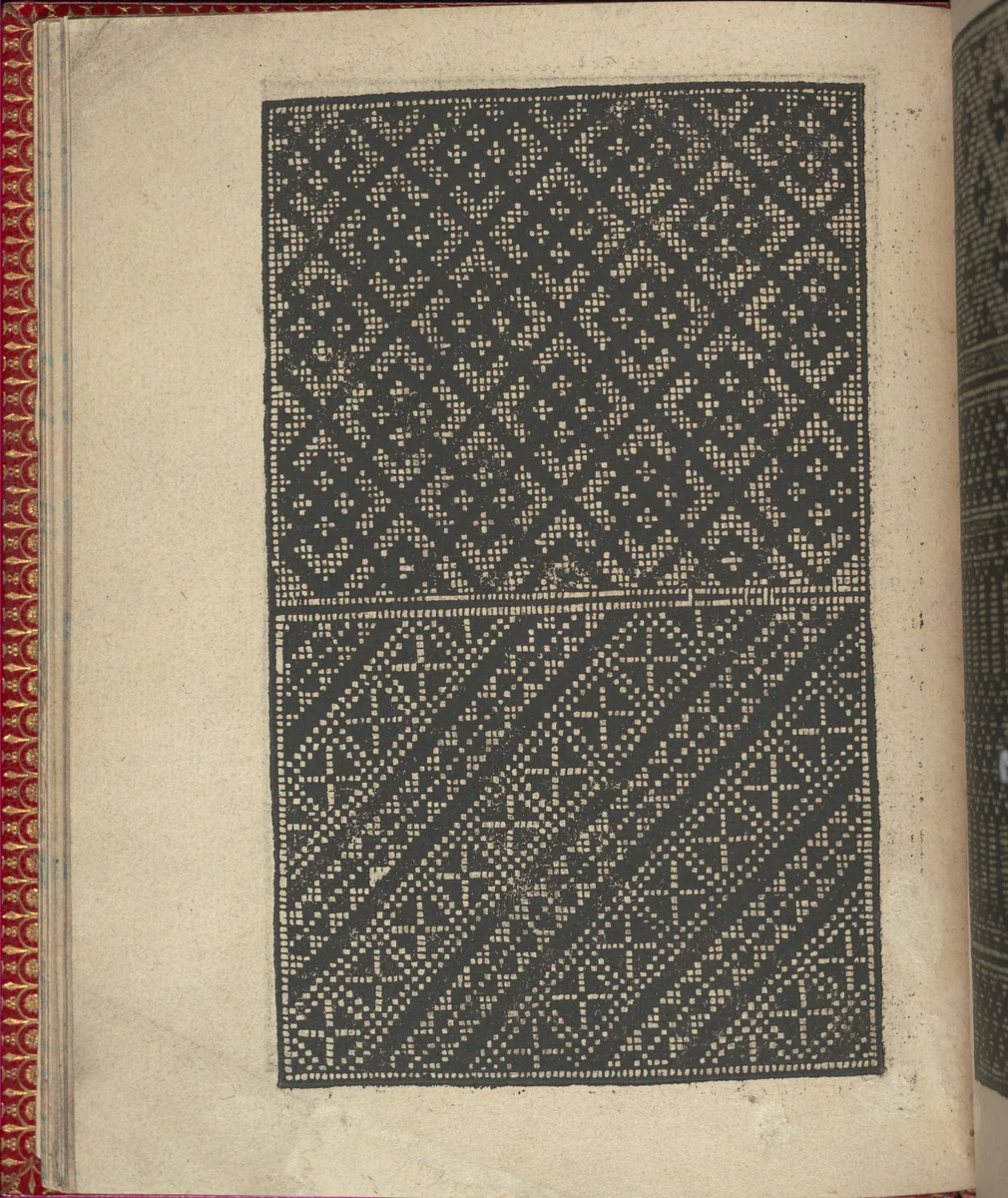 Ce est ung tractat de la noble art de leguille ascavoir ouvraiges de spaigne... page 17 (verso) by Willem Vosterman, book, 1527-1540