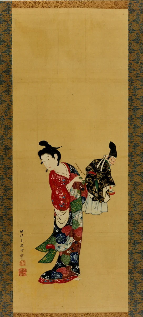 Puppeteer with Puppet by Tsukioka Sessai, painting, 1761-1839
