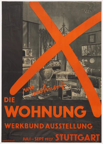 wie wohnen? Die Wohnung (How Should We Live? The Dwelling) (Poster for exhibition organized by the Deutsche Werkbund at the Weissenhofsiedlung, Stuttgart, Germany) by Willi Baumeister, design, 1927