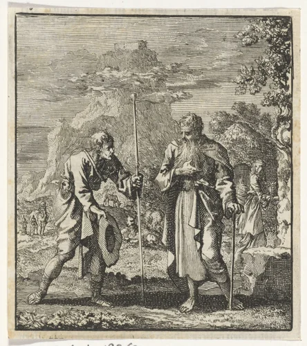 Wandelende ziel ontmoet Noach by Jan Luyken, print, 1706
