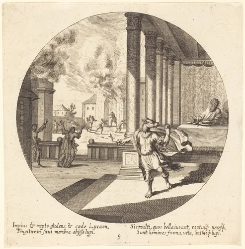 Jove Turns Lycaon into a Wolf by Georg Andreas Wolfgang, portfolio, 1631-1716