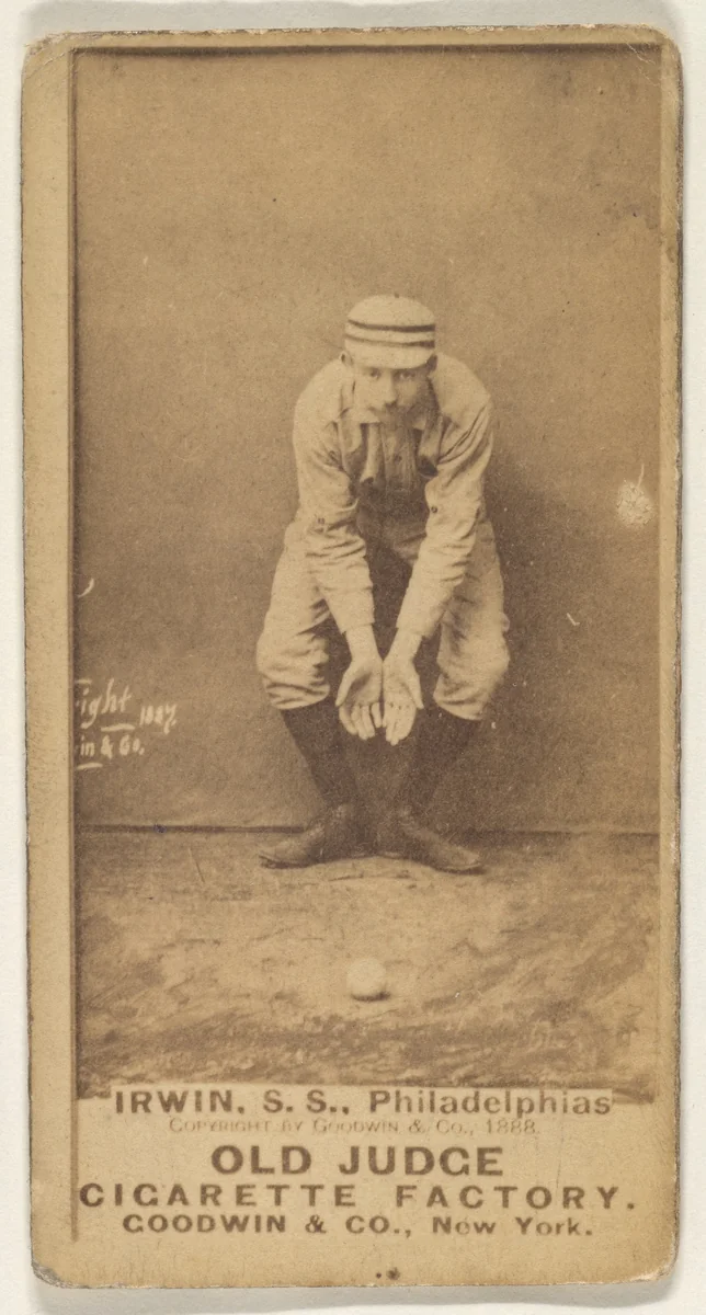 Arthur Albert "Doc" Irwin, Shortstop, Philadelphia, from the Old Judge series (N172) for Old Judge Cigarettes by Goodwin & Company, photograph, 1888
