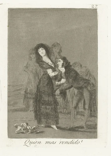 Wie is onderdaniger? by Francisco de Goya, print, 1797-1799