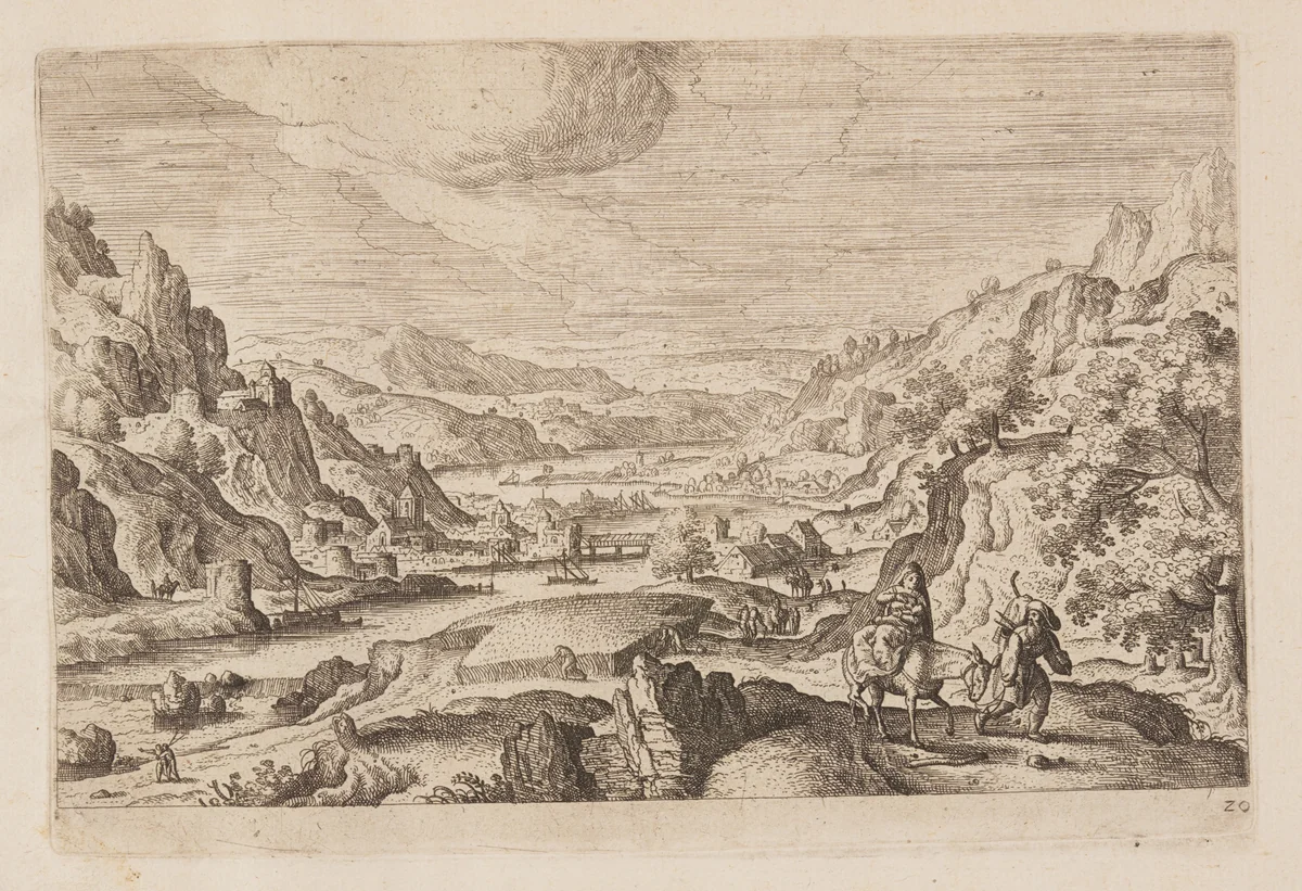 Plate 20, from Landscapes with Scenes from the Old and New Testament and Ovid’s Metamorphoses by Hans Bol, print, 1574