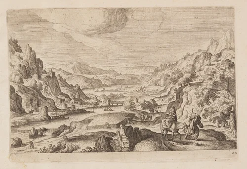 Plate 20, from Landscapes with Scenes from the Old and New Testament and Ovid’s Metamorphoses by Hans Bol, print, 1574