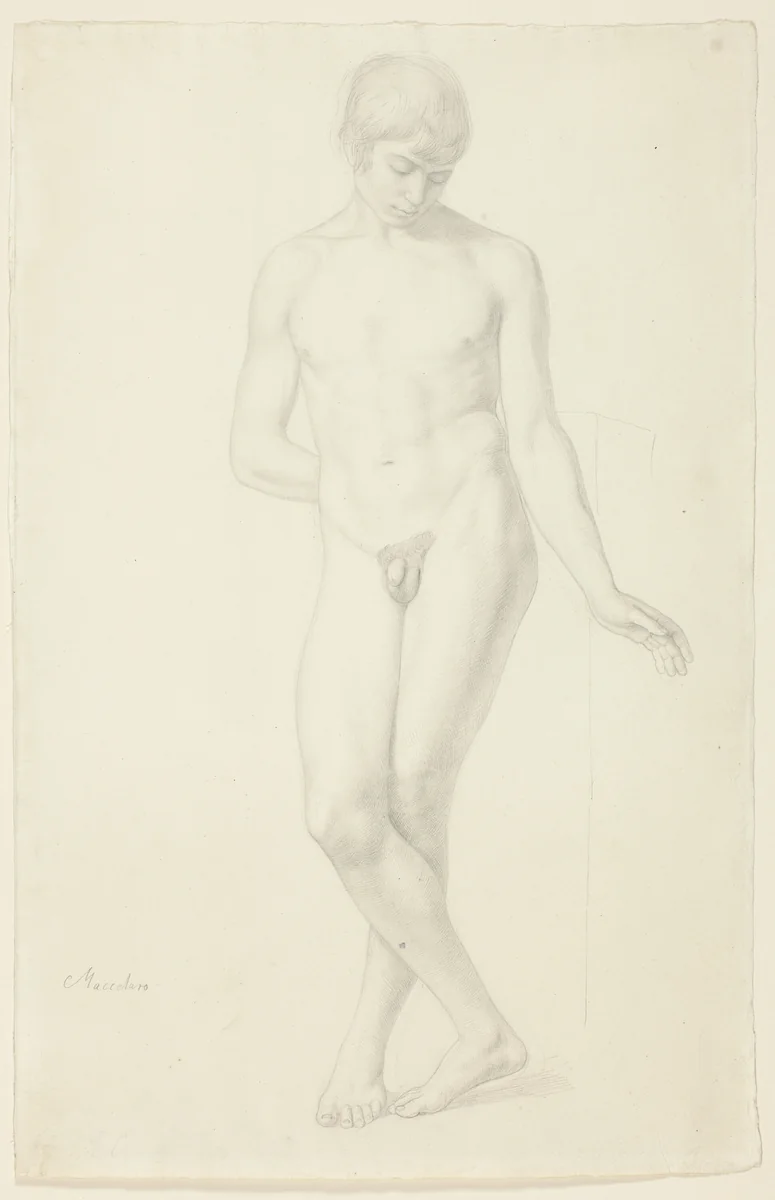 Study of a Standing Nude Youth by Julius Schnorr von Carolsfeld, drawing, 1820