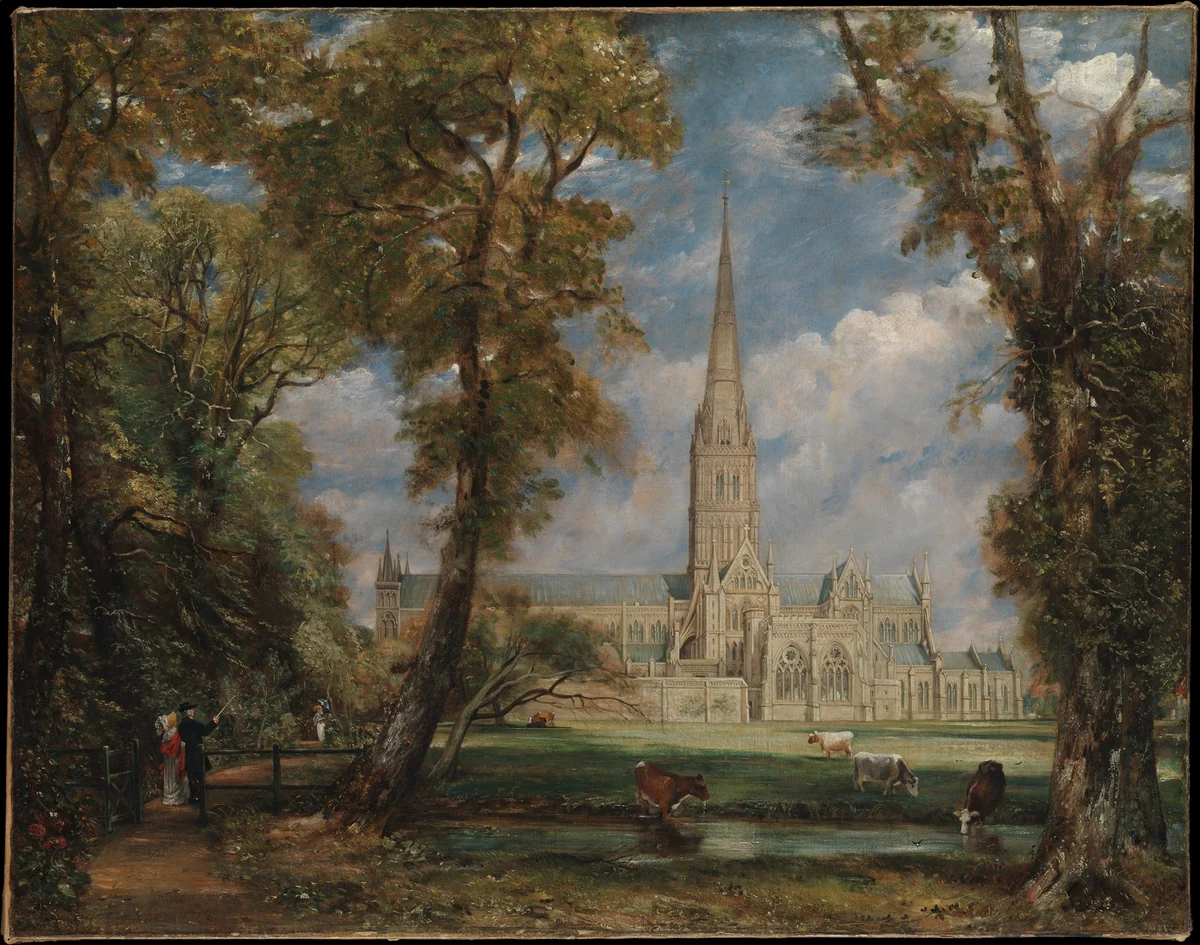 Salisbury Cathedral from the Bishop's Grounds by John Constable, painting, 1820-1830
