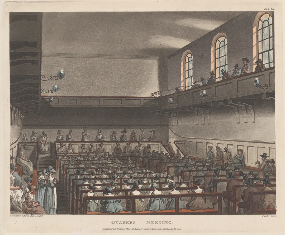 Quakers Meeting by Thomas Rowlandson, print, 1809