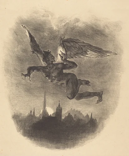 Mephistopheles in the Air by Eugène Delacroix, print, 1828