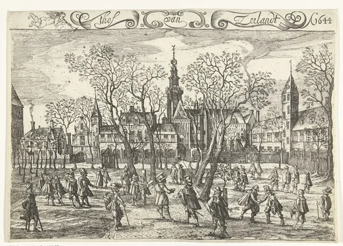 Het Hof van Zeeland te Middelburg, 1644 by Balthasar Florisz. van Berckenrode, print, 1644