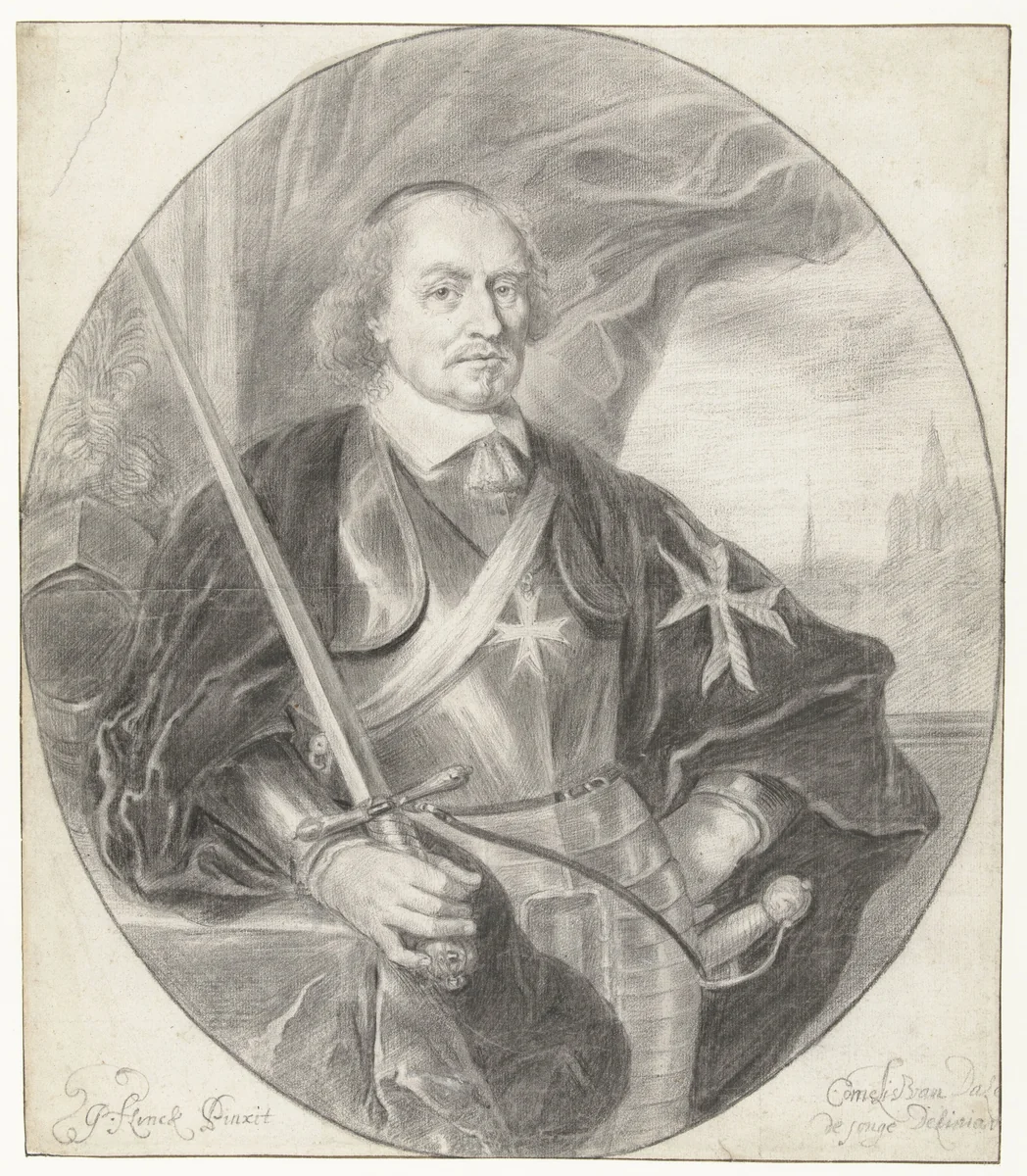 Portret van graaf Johan Maurits by Cornelis van Dalen, drawing, 1658