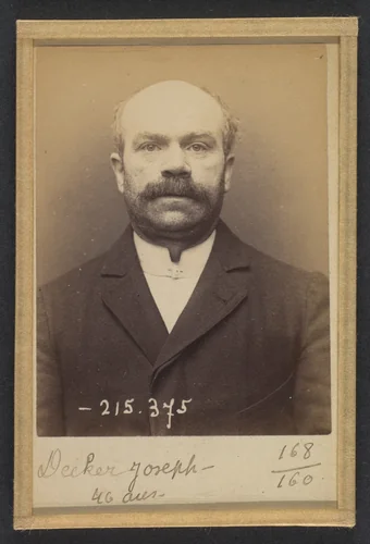 Decker. Jacques. 43 ans, né à Grodeskersheim (Bas-Rhin). Tailleur d'habits. Anarchiste. 9/3/94. by Alphonse Bertillon, photograph, 1894