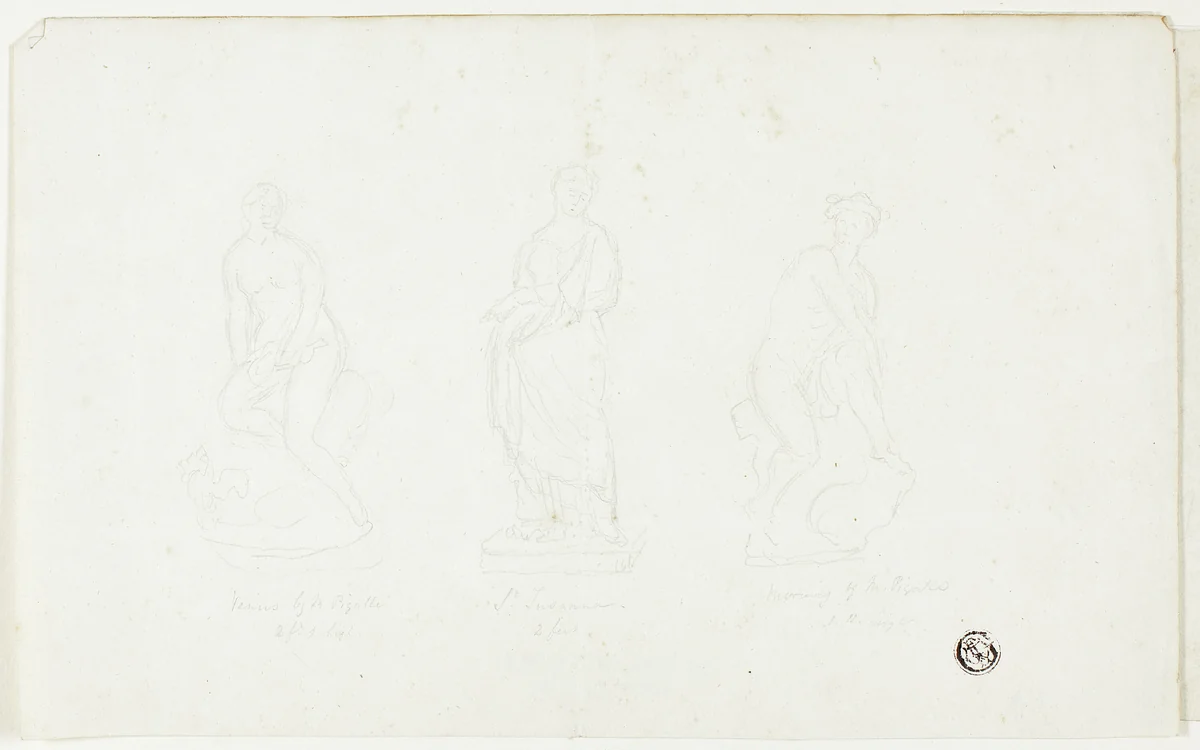 Venus, Saint Susanna, Mercury by M. Pigalle by Unknown Artist, drawing, 1800-1899
