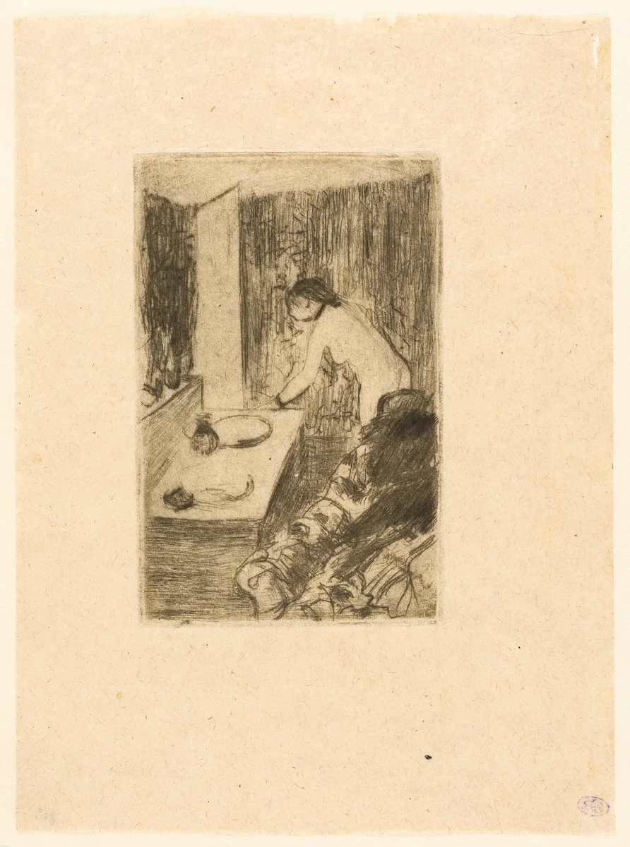The Little Dressing Room by Edgar Degas, print, 1879-1880