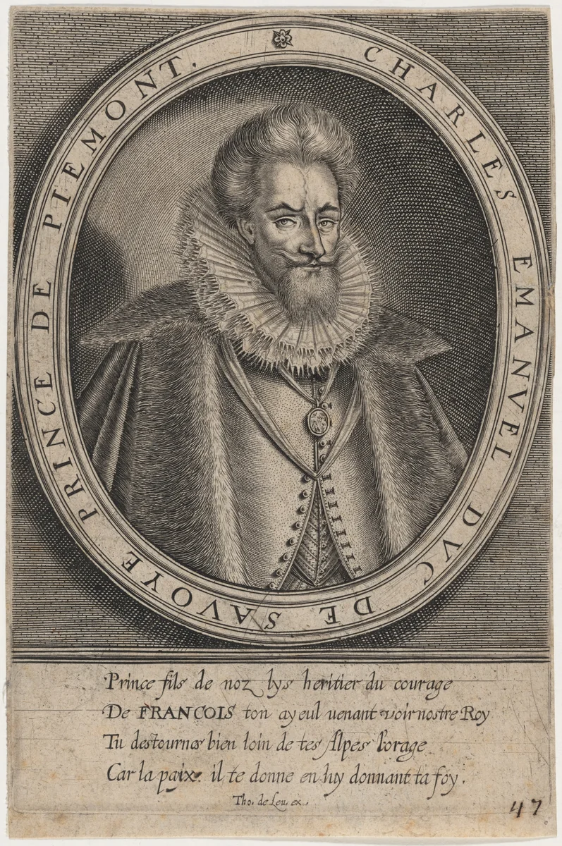 Charles Emmanuel I, Duke of Savoy, Prince of Piedmont by Thomas de Leu, print, 1560-1620