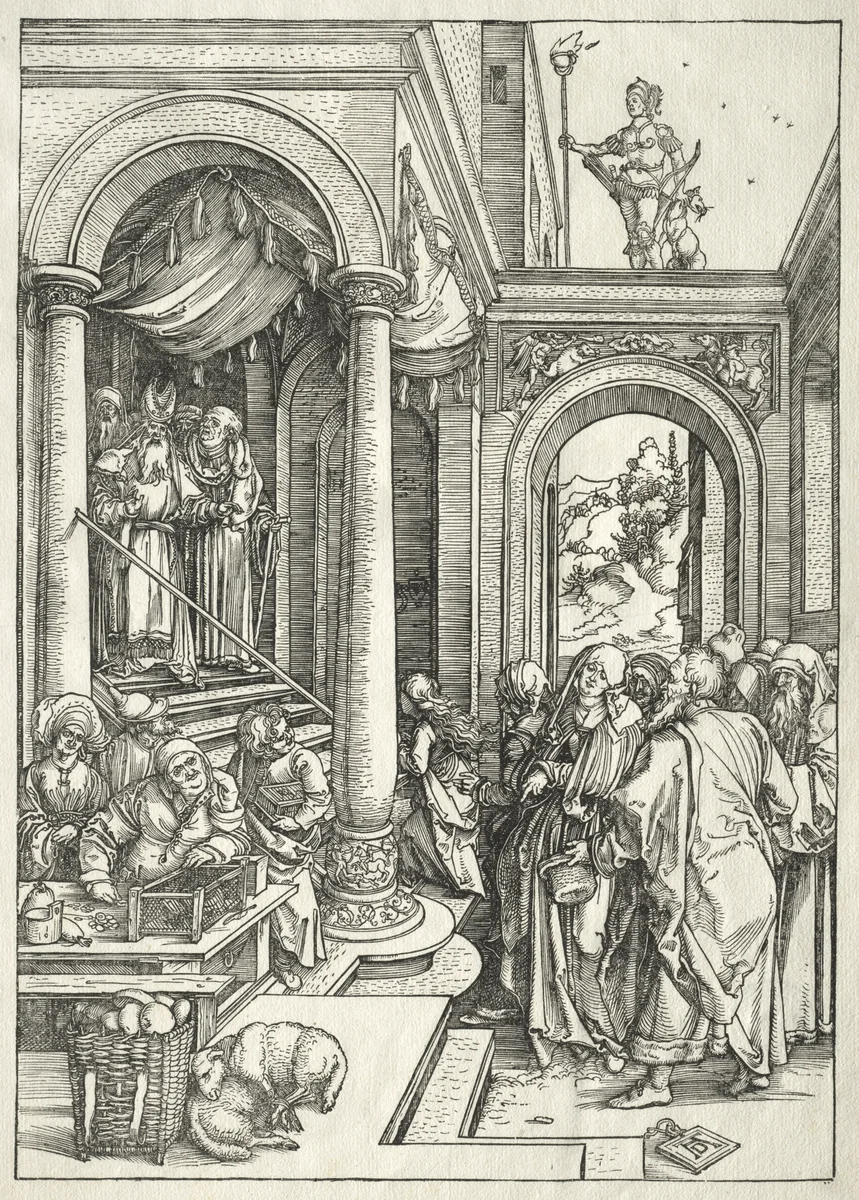 Life of the Virgin: Presentation of the Young Virgin in the Temple by Albrecht Dürer, print, 1504-1505