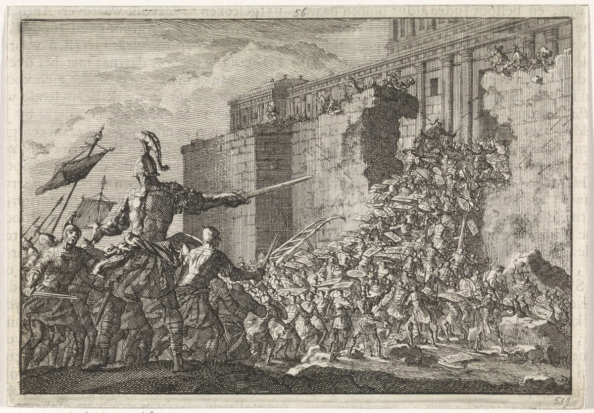 Pompeius verovert de Tempel te Jeruzalem by Jan Luyken, print, 1704