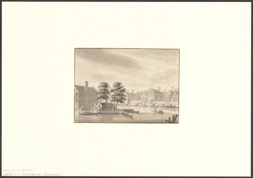 Gezicht op de Nieuwezijds Voorburgwal by anonymous, drawing, 1700-1799