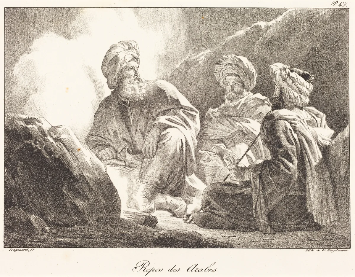 Repos des Arabes (Arabs Resting) by Alexandre-Evariste Fragonard, print, 1820