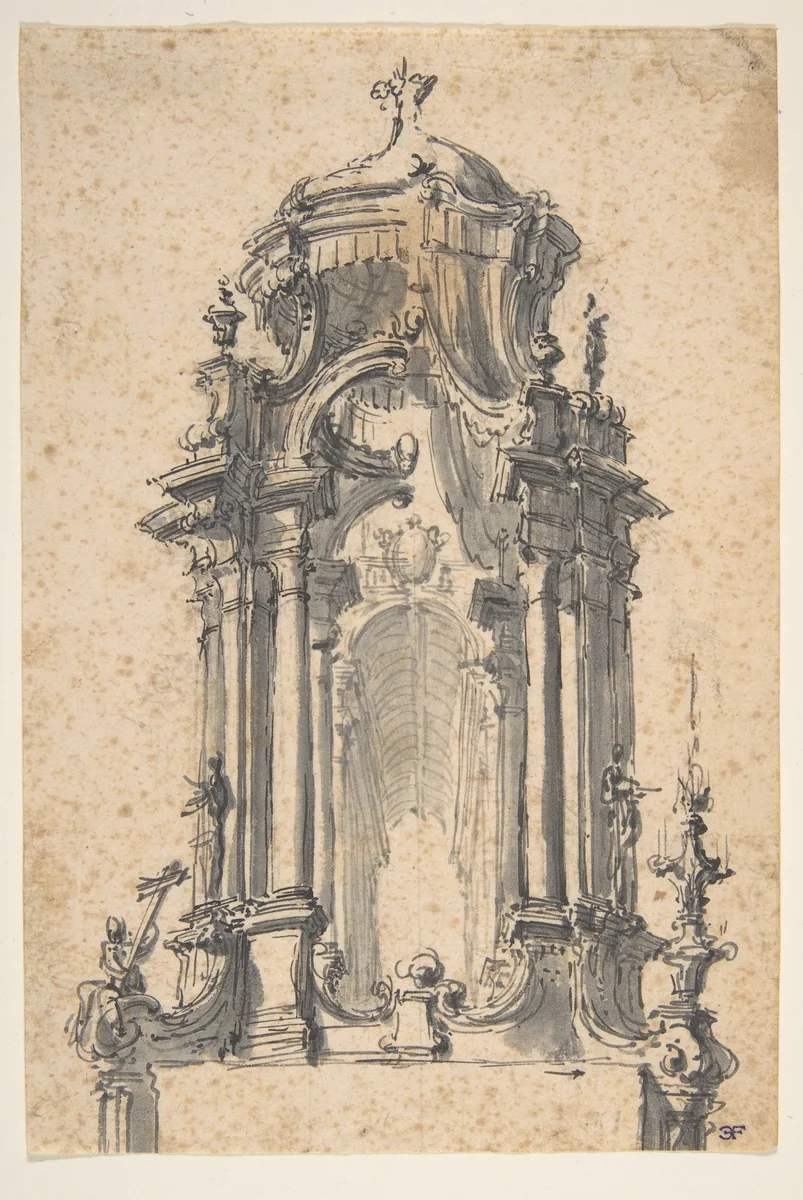 Design for Stage Set by Giovanni Battista Natali, drawing, 1698-1765