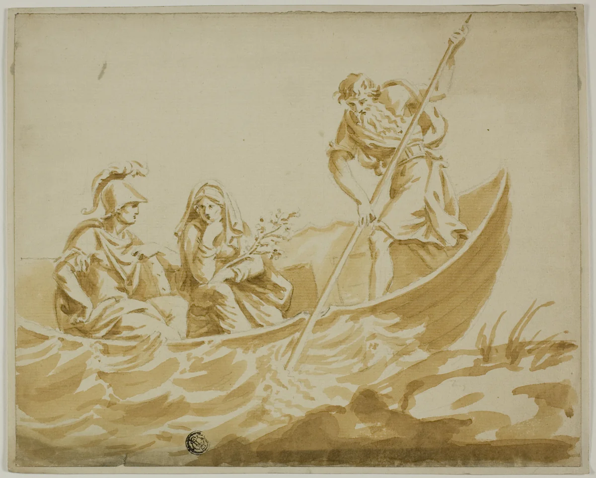 Charon Ferrying Mars and Minerva by Unknown Artist, drawing, 1600-1699