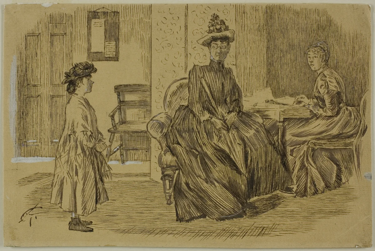 At the Employment Office by Charles Samuel Keene, drawing, 1870-1891