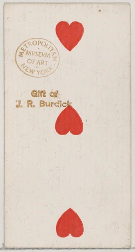 Three Hearts, from the Playing Cards series (N84) to promote Turkish Cross-Cut Cigarettes for W. Duke, Sons and Co. by W. Duke, Sons & Co., print, 1888