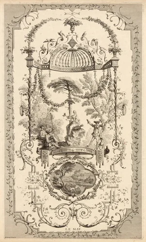 Le May, plate 100 from " L'Oeuvre d'Antoine Watteau" by Pierre Aveline, print, 1729-1731