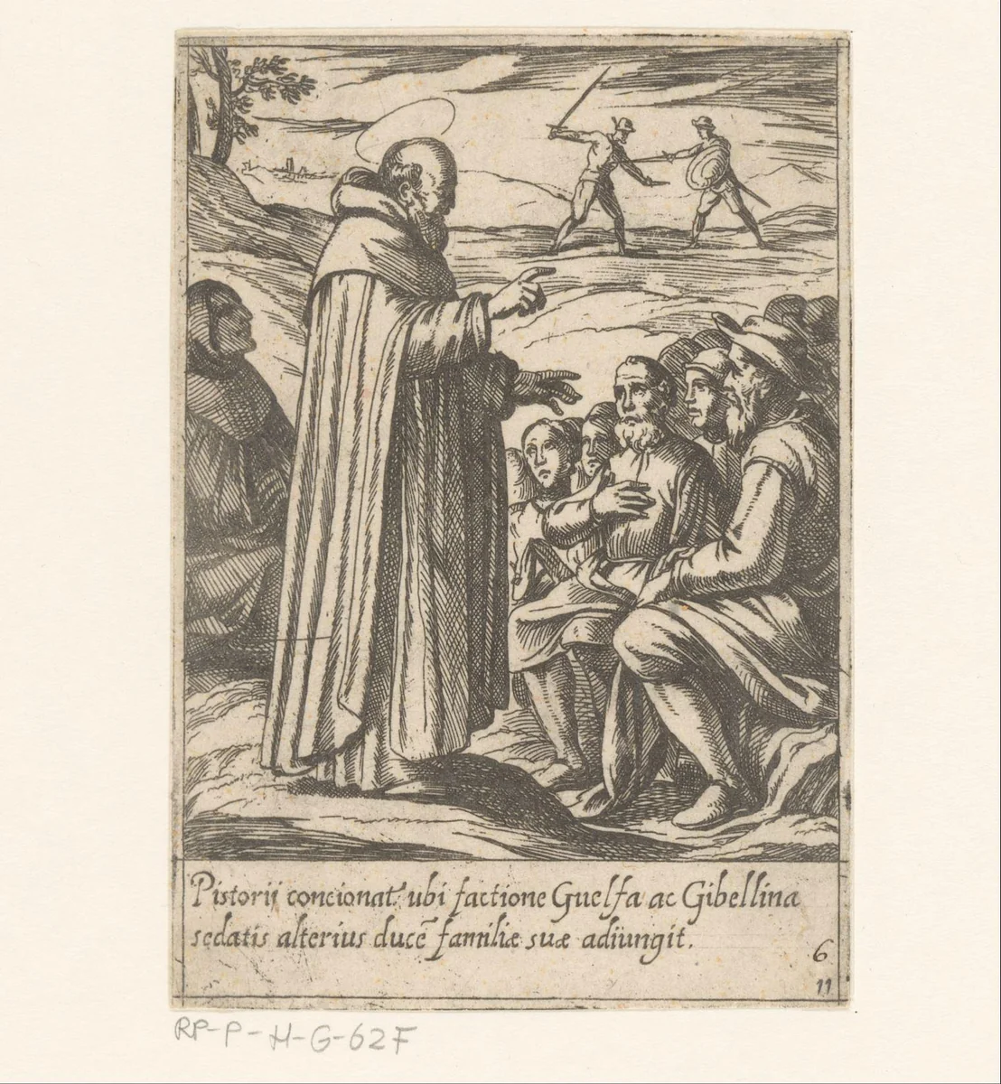 De heilige Philippus sticht vrede tussen de Guelfen en Ghibellijnen by Antonio Tempesta, print, 1591