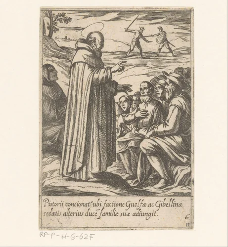 De heilige Philippus sticht vrede tussen de Guelfen en Ghibellijnen by Antonio Tempesta, print, 1591