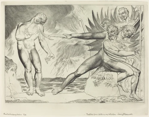 The Circle of the Corrupt Officials; The Devils Tormenting Ciampolo by William Blake, print, 1827
