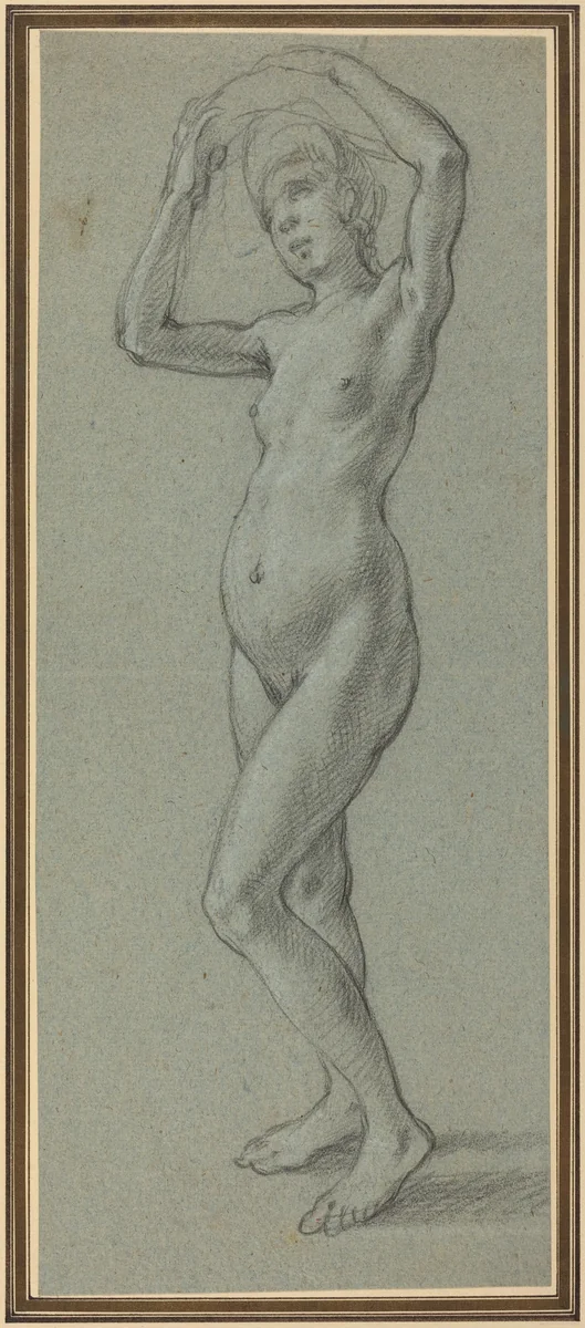 Study of a Female Nude by Alessandro Casolani, drawing, 1552-1606