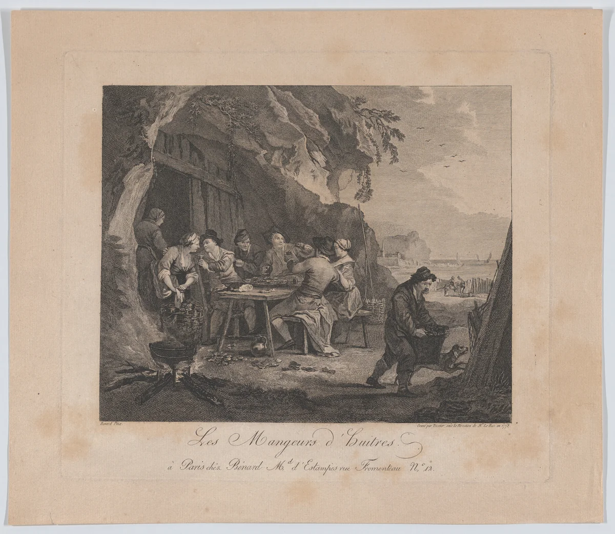 The Oyster Eaters by Jean Tessier, print, 1778