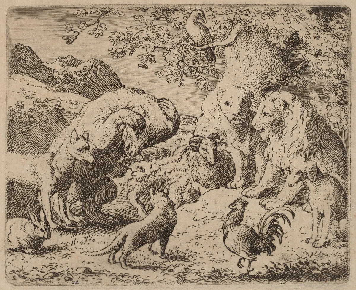 The Bear Beseeches the Lion for Justice by Allart van Everdingen, print, 1645-1656