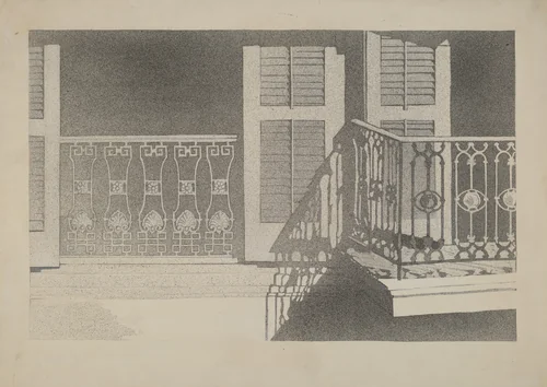 Cast Iron Balcony Rail by Aurelia Arbo, index of american design, 1936