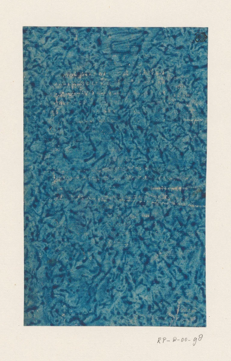 Geaderd stijfselverfpapier in blauw by anonymous, other, 1700-1900