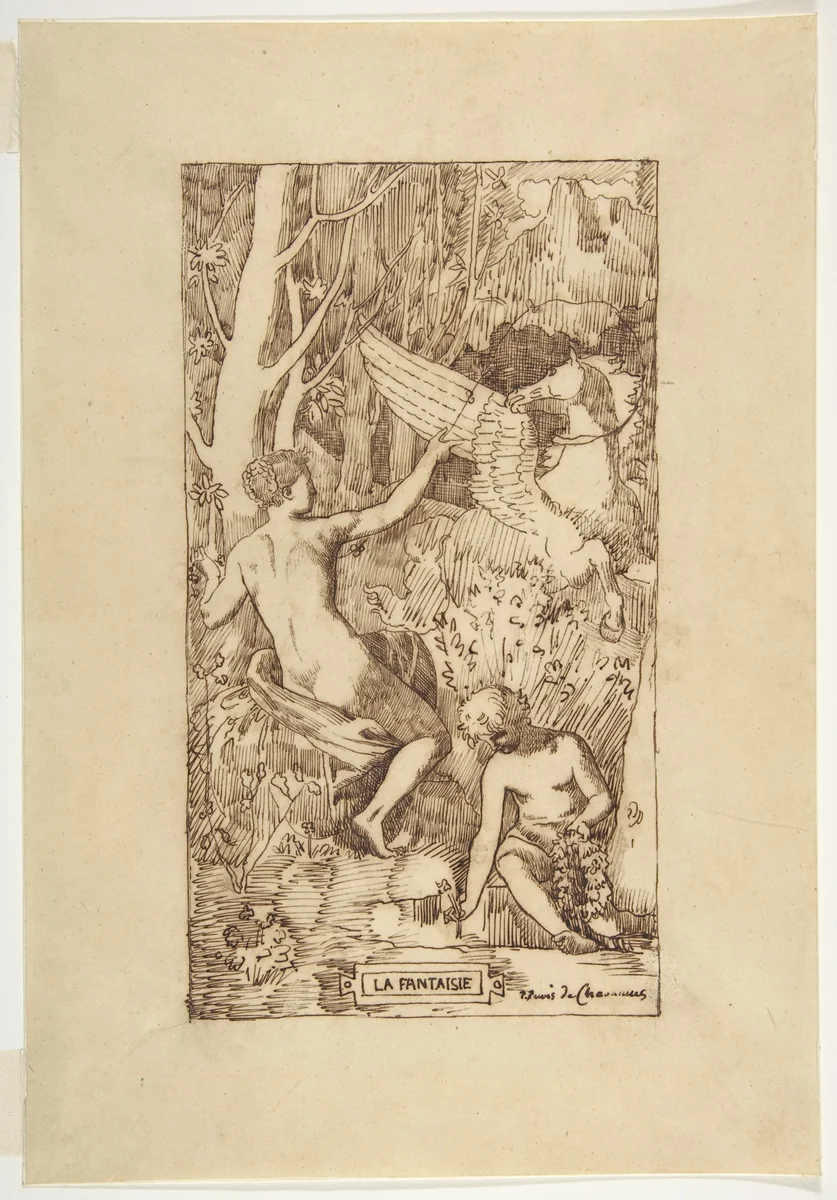 Fantasy by Pierre Puvis de Chavannes, drawing, 1824-1898