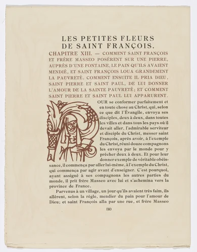 Pictorial initial (page 80) from Les Petites Fleurs de St. François (The Little Flowers of St. Francis) by Émile Bernard, illustrated book, 1928