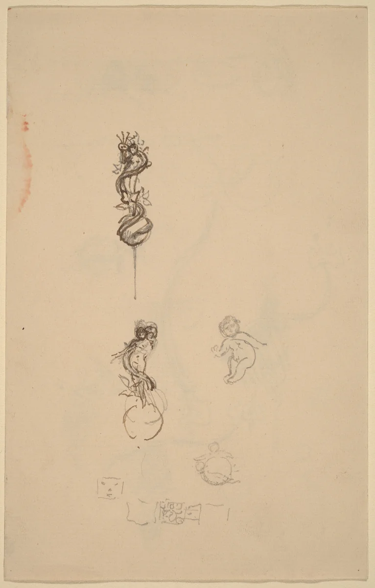 Studies for Jewelry Designs [recto] by Beatrix Godwin Whistler, drawing, 1857-1896
