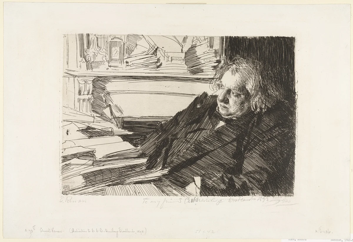 Ernest Renan by Anders Zorn, print, 1892