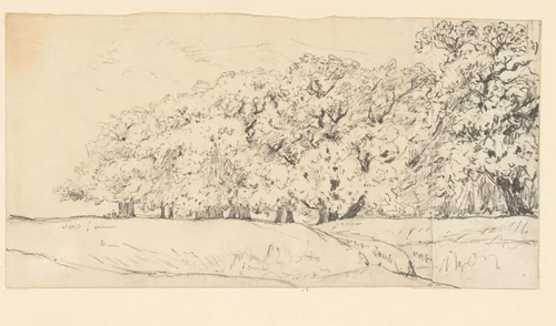 Schetsje van een bosrand by Théodore Rousseau, drawing, 1822-1867