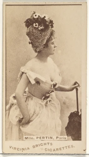 Mlle. Pertin, Paris, from the Actors and Actresses series (N45, Type 1) for Virginia Brights Cigarettes by Allen & Ginter, photograph, 1885-1891
