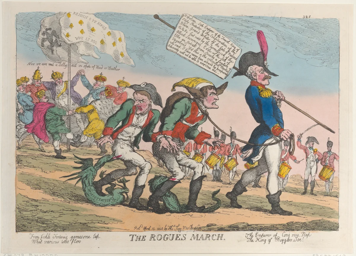 The Rogues March by Thomas Rowlandson, print, 1814