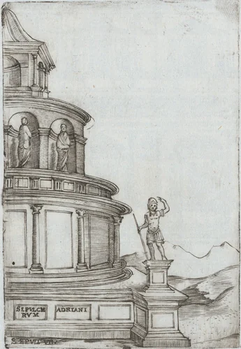 Termae Deocletiani, from a Series of Prints depicting (reconstructed) Buildings from Roman Antiquity by Monogrammist G.A. with the Caltrop, book, 1530-1550